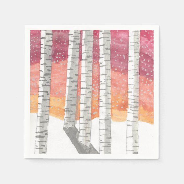 Birch In The Snow Paper Napkins (Front)
