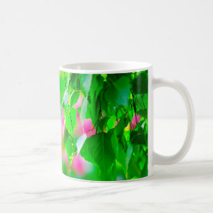 Birch leaves tulip flowers customizable coffee mug