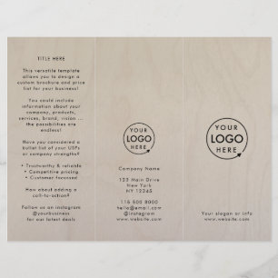 Birch Plywood Logo Wood Grain Trifold Brochure