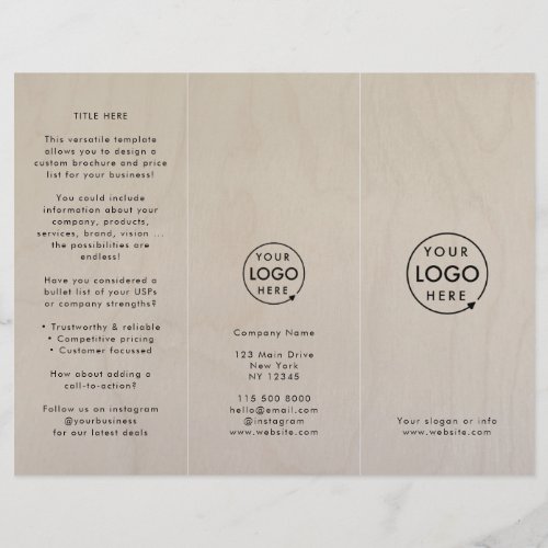 Birch Plywood  Logo Wood Grain Trifold Brochure