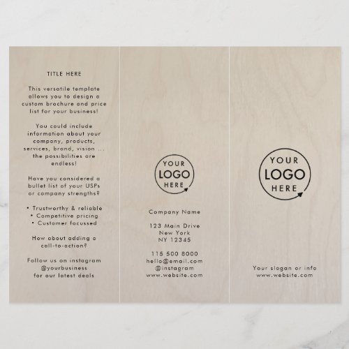 Birch Plywood  Logo Wood Grain Trifold Brochure