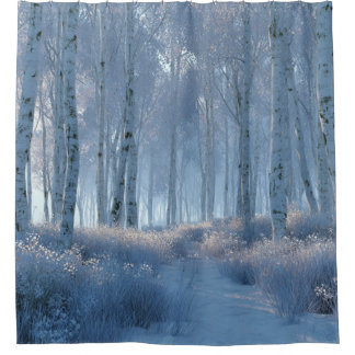 Birch Radiant Snow Forest Shower Curtain