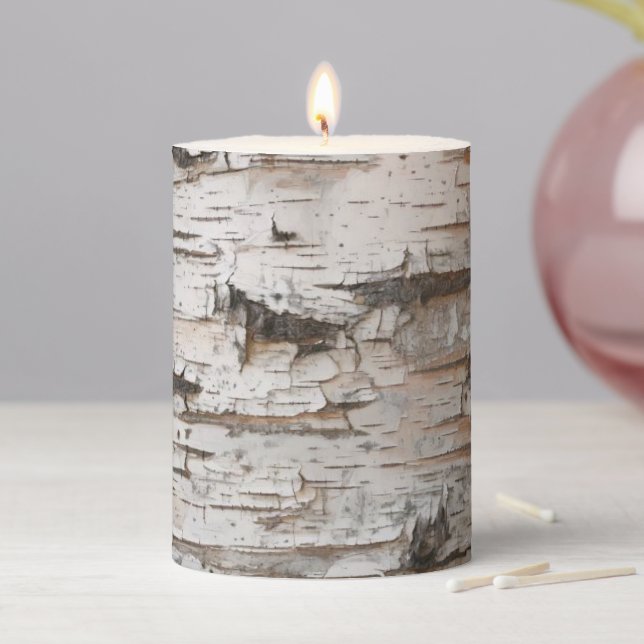 Birch Tree Abstract  Pillar Candle (In Situ)