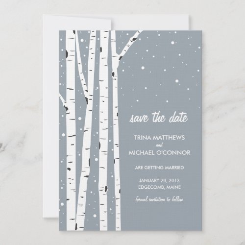 Birch Tree and Snow Save the Date