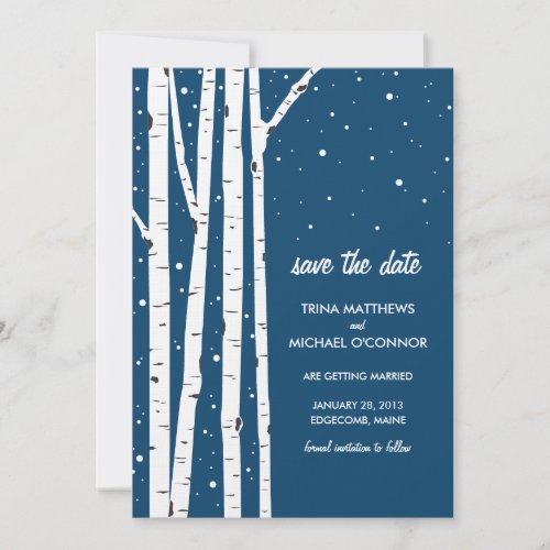 Birch Tree and Snow Save the Date
