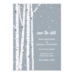 Birch Tree and Snow Save the Date 5x7 Paper Invitation Card