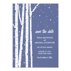 Birch Tree and Snow Save the Date 5x7 Paper Invitation Card