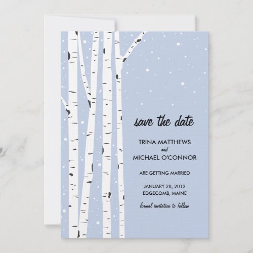 Birch Tree and Snow Save the Date Invitation