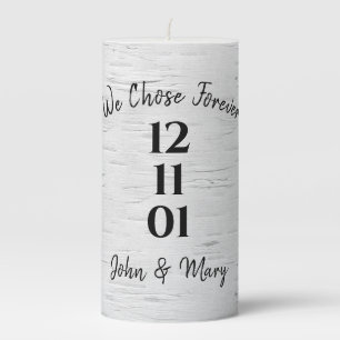 Birch Tree Anniversary Pillar Candle