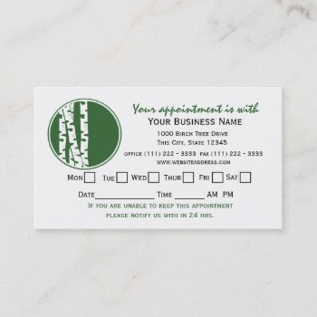 Birch Tree Appointment Card by businesstops at Zazzle