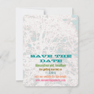 Birch Tree Aqua Playbill Fonts Save the Date Invitation