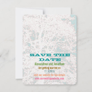 Birch Tree Aqua Playbill Fonts Save the Date Invitation