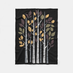 Birch Tree Autumn Lover Fall Season Autumn Leaves  Fleece Blanket