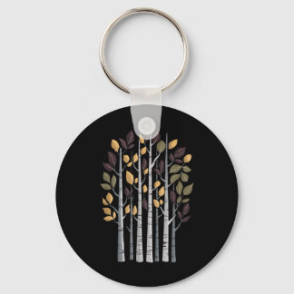 Birch Tree Autumn Lover Fall Season Autumn Leaves  Keychain