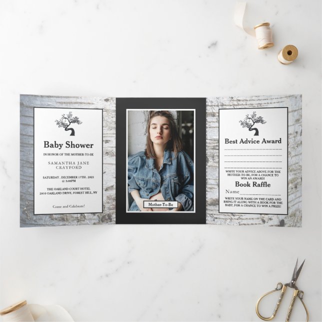Birch Tree, Baby Shower Suite Tri-Fold Invitation (Inside)