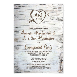 Birch Tree Bark Engagement Party Invitations