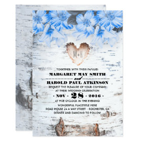 Birch Tree Bark Heart Rustic Country Wedding Invitation