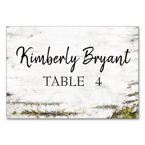 Birch Tree Bark Individual Guest Names Table Card