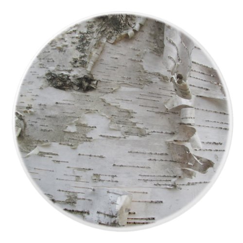 Birch Tree Bark Peeled Old Photo Art Ceramic Knob