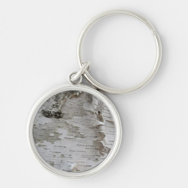 Birch Tree Bark Peeled Old Photo Art Keychain (Front)