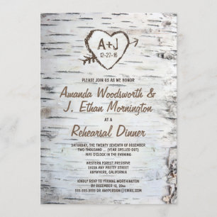 Birch Tree Bark Rehearsal Dinner Invitations