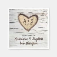 Birch Tree Bark Rustic Country Wedding Napkins