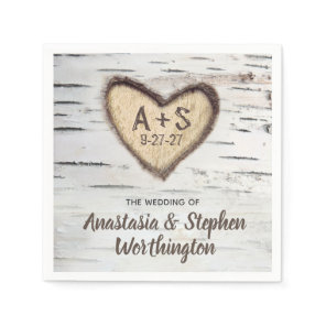 Birch Tree Bark Rustic Country Wedding Napkins