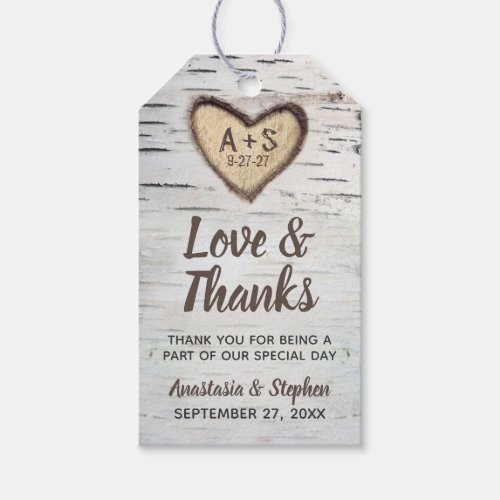 Birch Tree Bark Rustic Country Wedding Thank You Gift Tags