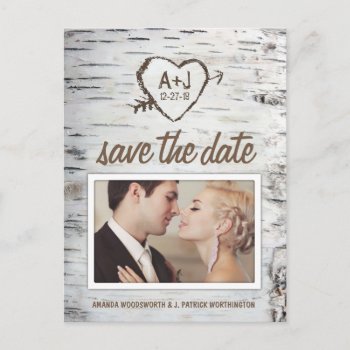 Birch Tree Bark Rustic Wedding Save The Date Cards by RusticWeddings at Zazzle