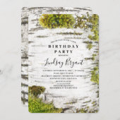 Birch Tree Bark Rustic Woodland Birthday Invitation (Front/Back)
