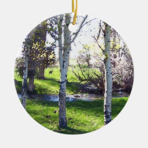 Birch Tree Beauty Ceramic Ornament