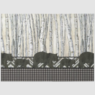Birch Tree Black Bear Rustic Decoupage Tissue Paper