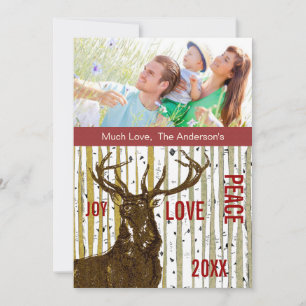 Birch Tree Deer Family Photo Card