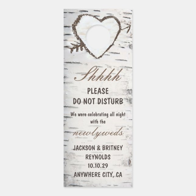 Birch Tree Do Not Disturb Wedding Sign Door Hanger (Front)
