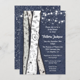 Birch Tree Evening Twinkle Lights Bridal Shower Invitation