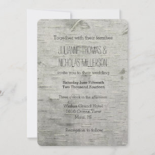 Birch Tree Faux Wood Wedding Invitation