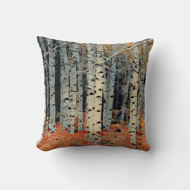 Birch Tree Forest 1 Throw Pillow (Front)