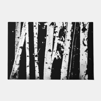 Birch Tree Forest Graphic Black And White Doormat by artbyjocelyn at Zazzle
