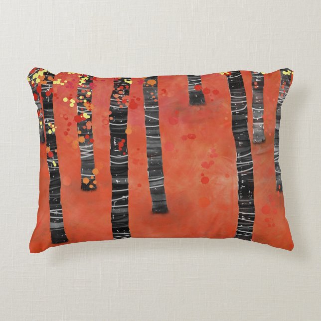 Birch Tree Forest Landscape Accent Pillow (Front)