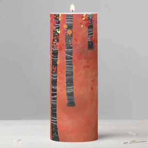 Birch Tree Forest Landscape Pillar Candle
