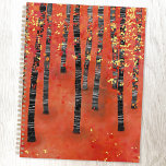 Birch Tree Forest Landscape Planner<br><div class="desc">A modern abstract landscape painting of a birch or aspen tree forest in the autumn in rich tones of red,  orange and yellow.  Original art by Nic Squirrell.</div>