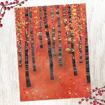 Birch Tree Forest Landscape Postcard<br><div class="desc">A modern landscape painting of a birch or aspen tree forest in the autumn in rich tones of red,  orange and yellow.</div>
