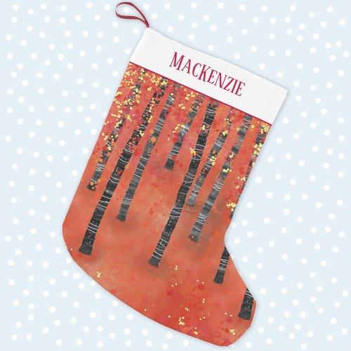 Birch Tree Forest Landscape Small Christmas Stocking