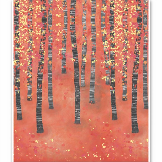 Birch Tree Forest Landscape Sticker (Front)
