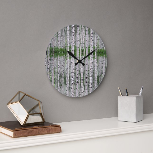 Birch Tree Forest Nature Large Clock (Office)