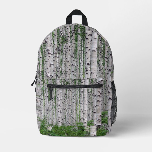 Birch Tree Forest Nature Printed Backpack (Front)