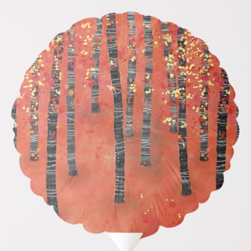 Birch Tree Forest Red Balloon