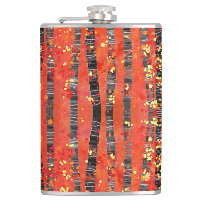 Birch Tree Forest Red Flask (Front)