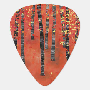 Birch Tree Forest Red Guitar Pick