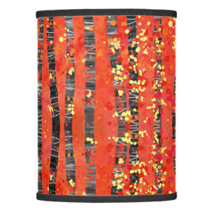 Birch Tree Forest Red Lamp Shade